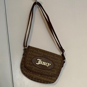 Juicy Couture Brown Monogram Shoulder Bag with Gold Logo